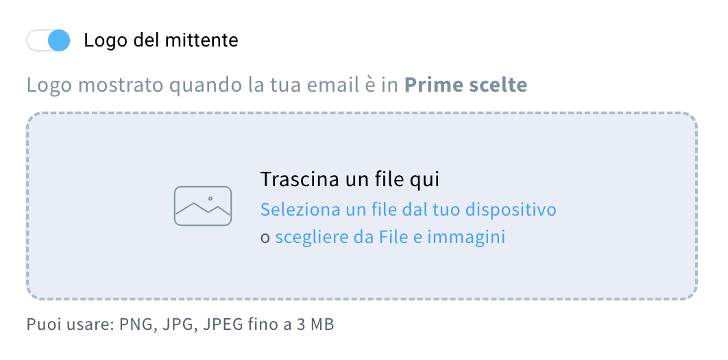 L'opzione Logo del mittente e le sue impostazioni