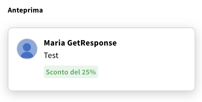 Anteprima di un esempio di descrizione con la dicitura “Sconto del 25%”
