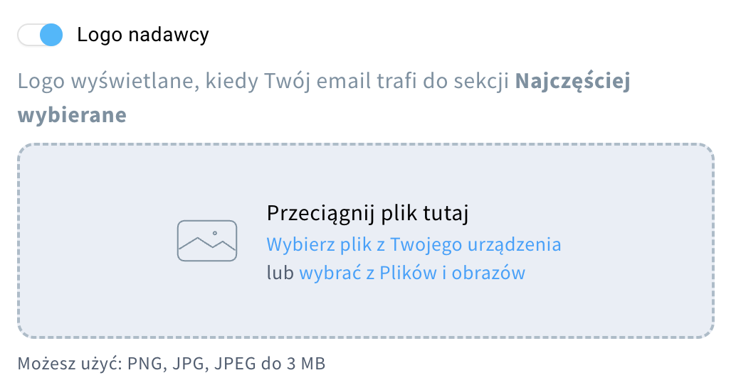 Opcja Logo Nadawcy i jej ustawienia