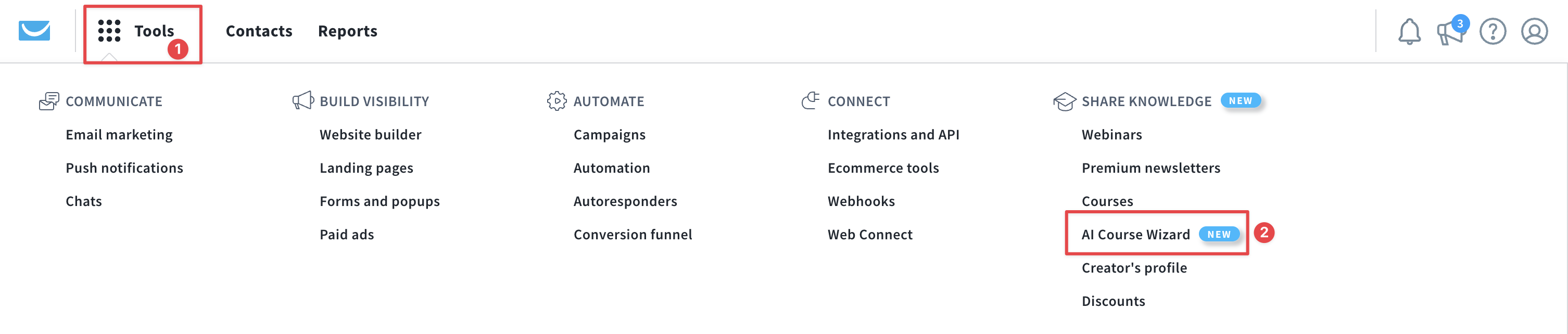 Tools > AI Course Wizard path