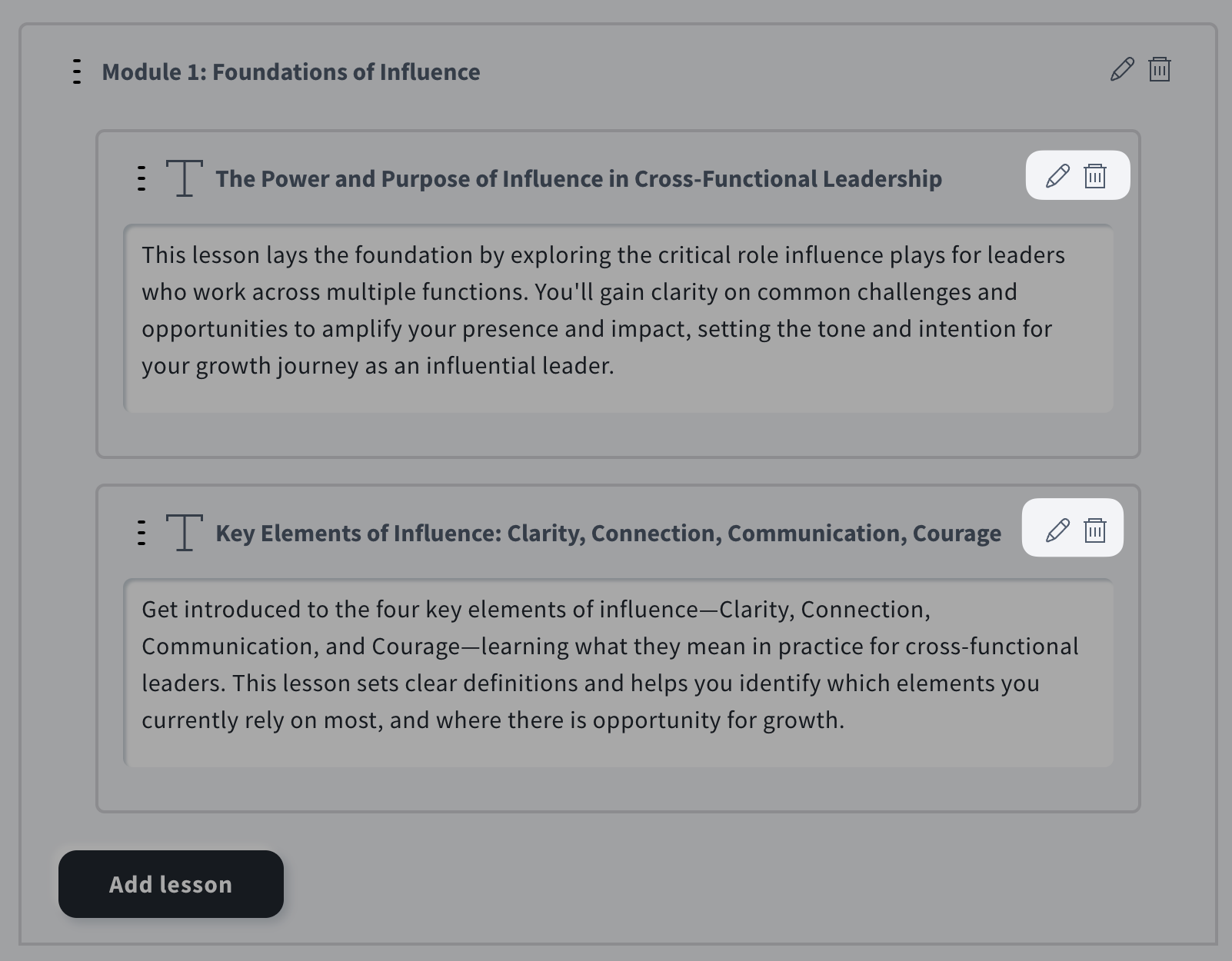 How to edit or remove a lesson