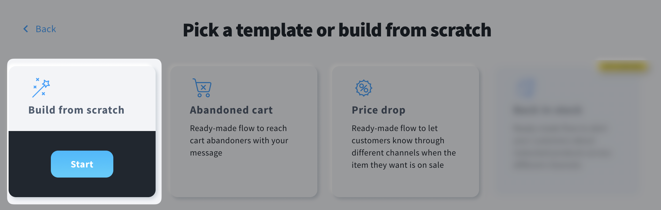 build from scratch option highlighted
