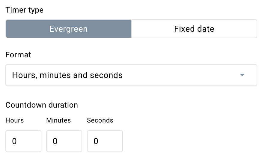 evergreen timer settings