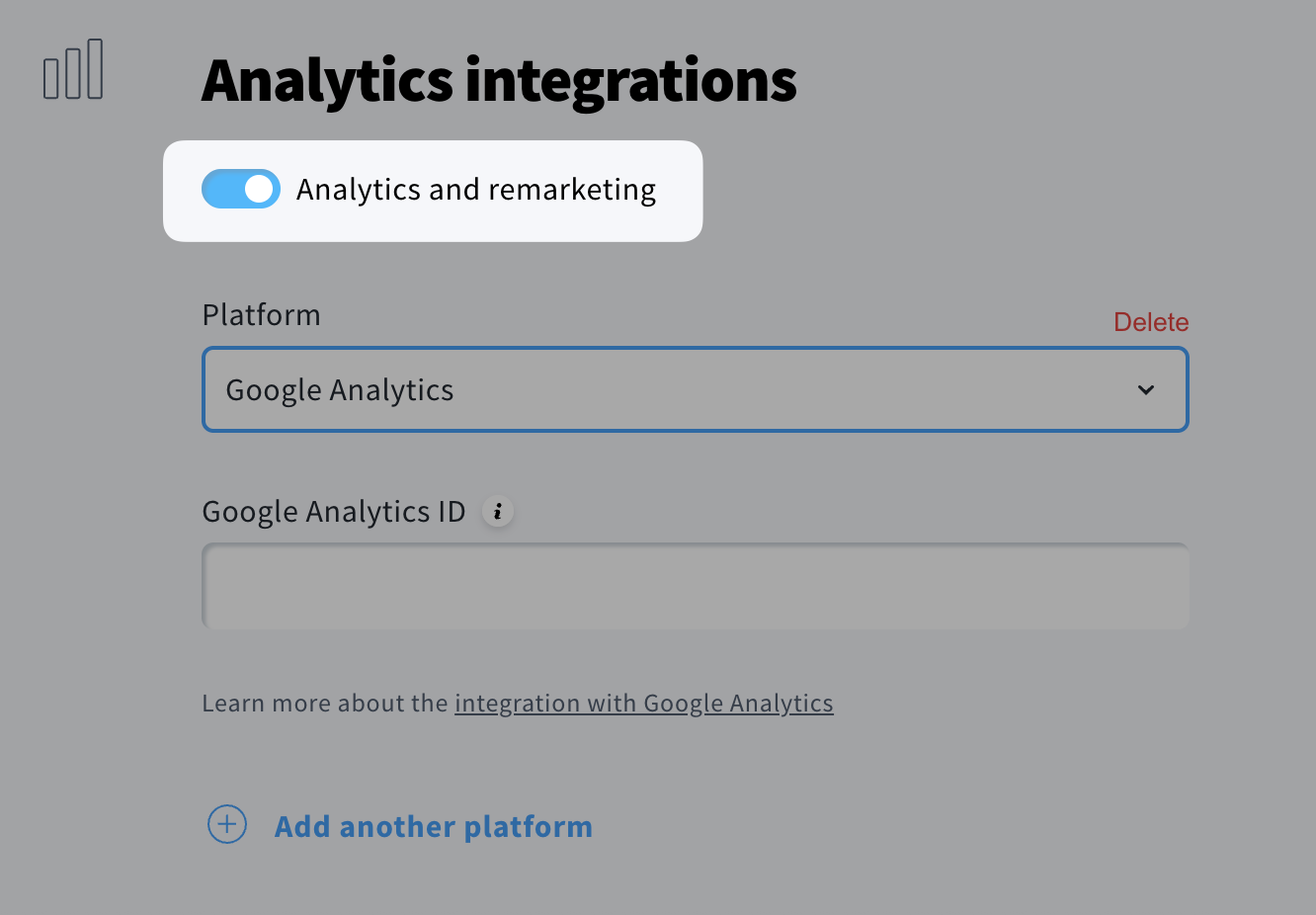 analytics and remarketing option enabled in creator's profile