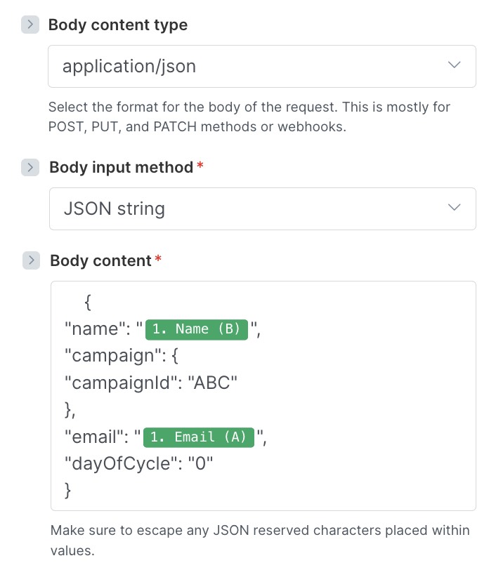 body input and body content in make.com
