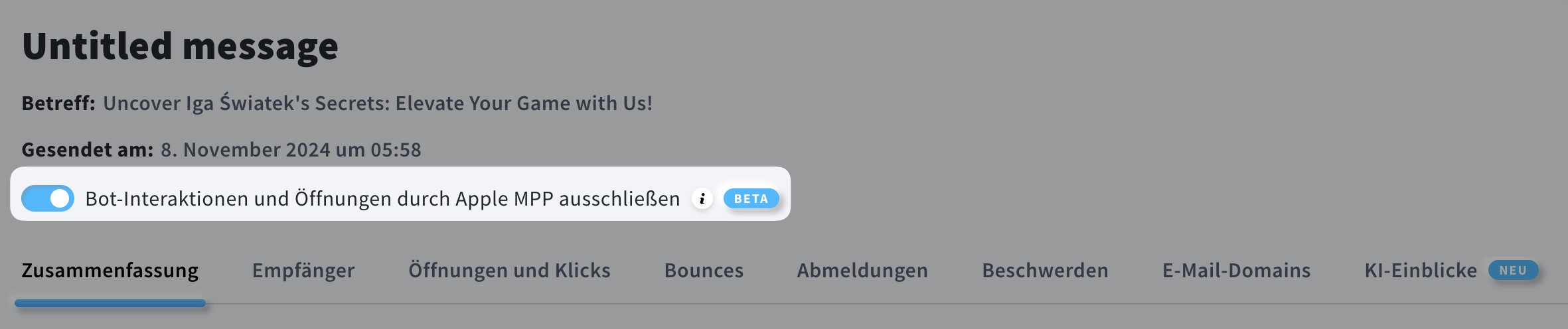 Bild, das einen Nachrichtenbericht mit aktivierter Bot-Erkennung zeigt