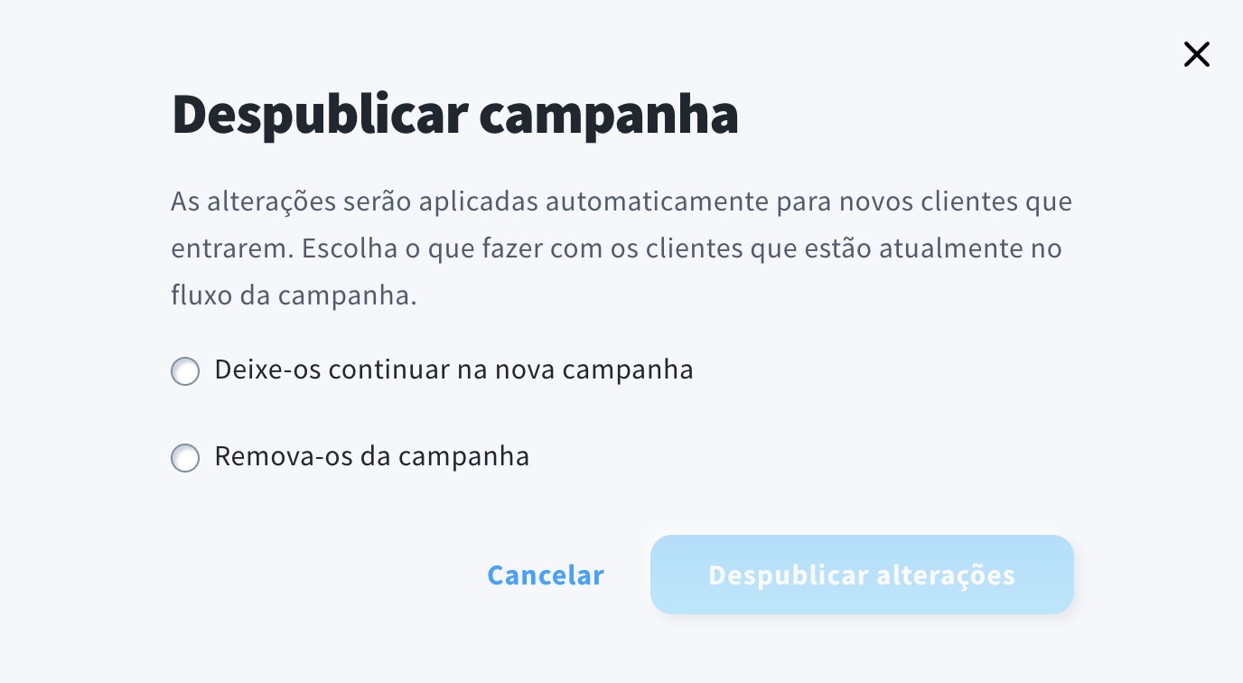 Pedido de despublicação da campanha
