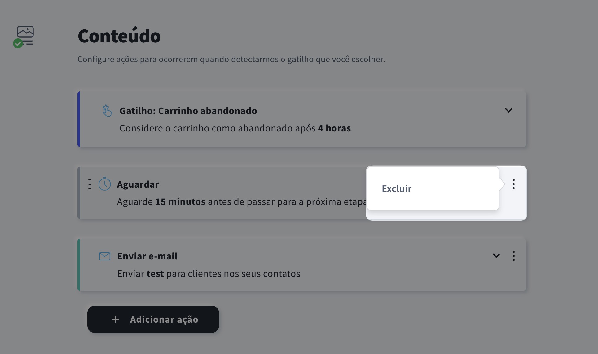 exclusão de elementos da campanha