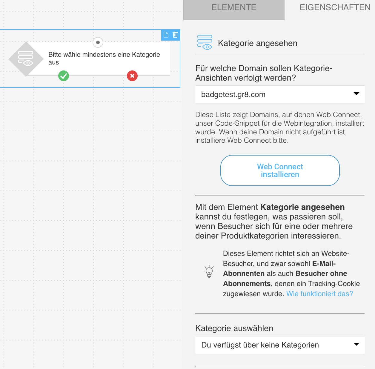 Eigenschaften des Blocks Kategorie angesehen