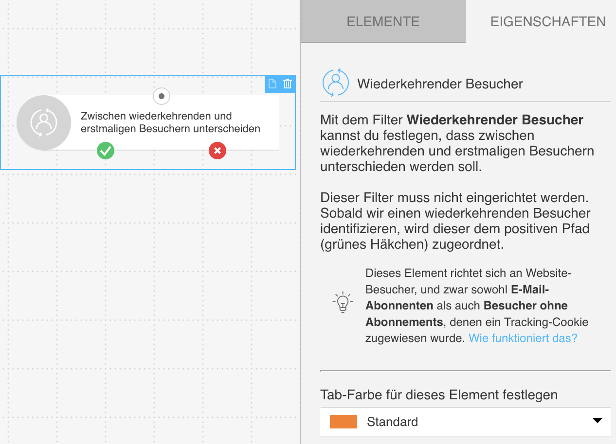 Eigenschaften des Filters Wiederkehrender Besucher im Web‑Kanal