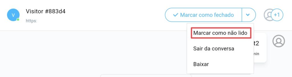 Botão "Marcar como não lida" exibido
