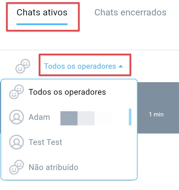Active chats and All operators filter shown