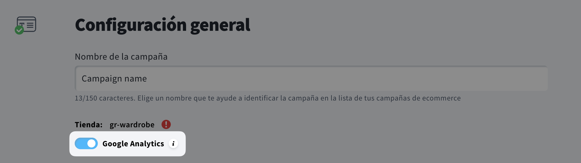 Cómo habilitar el seguimiento de Google Analytics en campañas de comercio electrónico.
