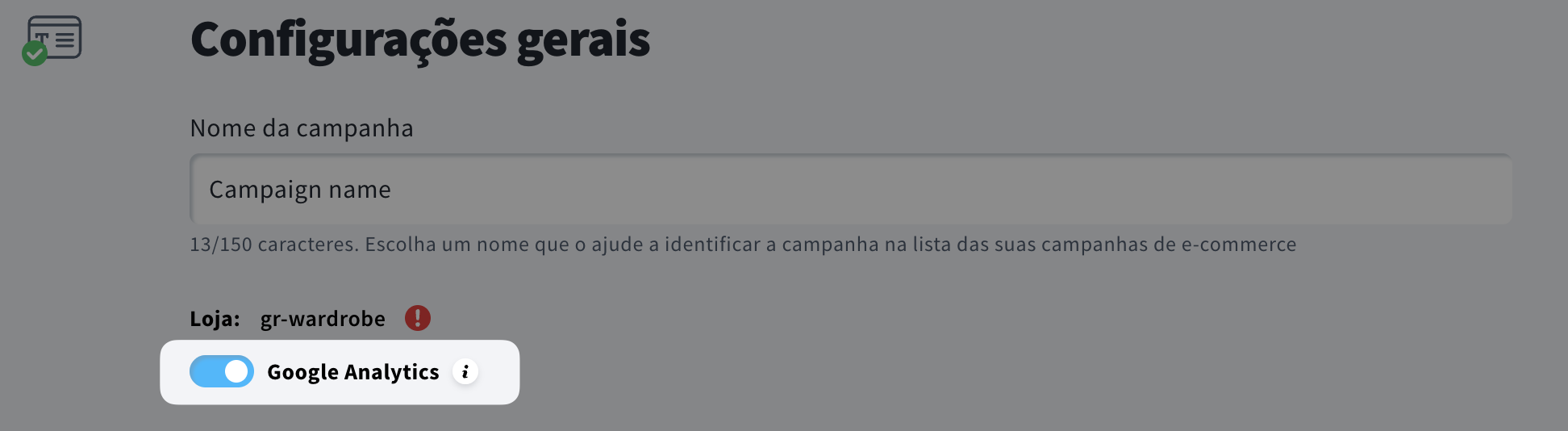 Como ativar o rastreamento do Google Analytics em campanhas de comércio eletrónico