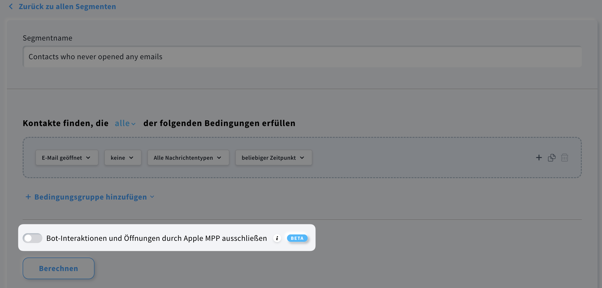 Bots in der erweiterten Suche ausschließen.