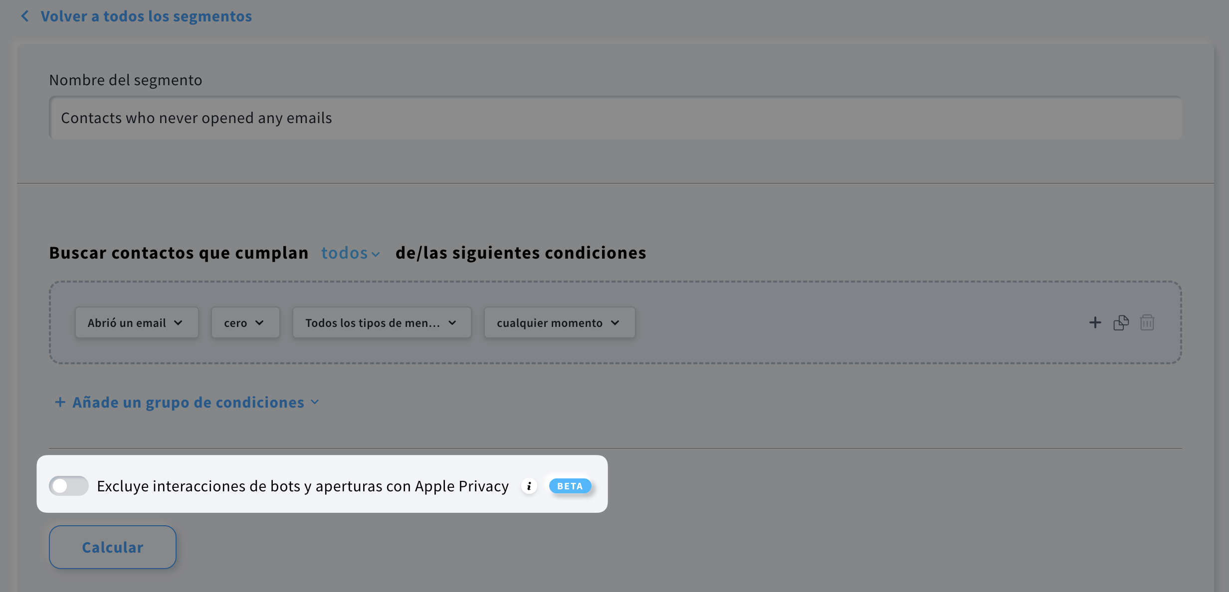 excluir bots en la búsqueda avanzada.