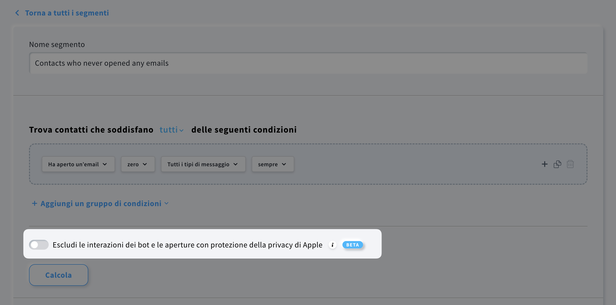 escludere i bot nella ricerca avanzata.
