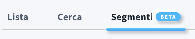 Barra di navigazione di GetResponse con la scheda “Segmenti” contrassegnata dall’etichetta BETA.