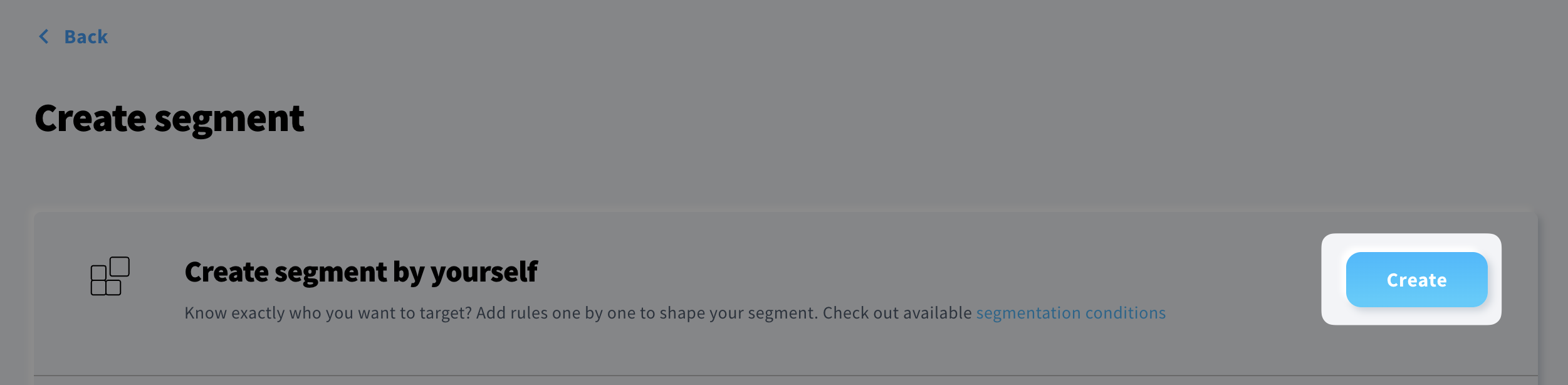 Create button to create a segment by yourself in new segmentation.