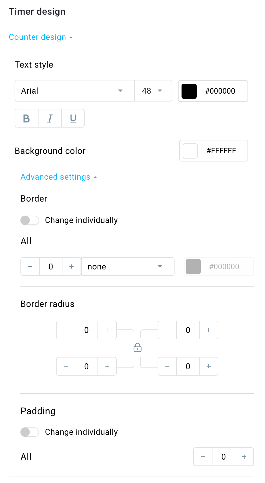 counter design settings