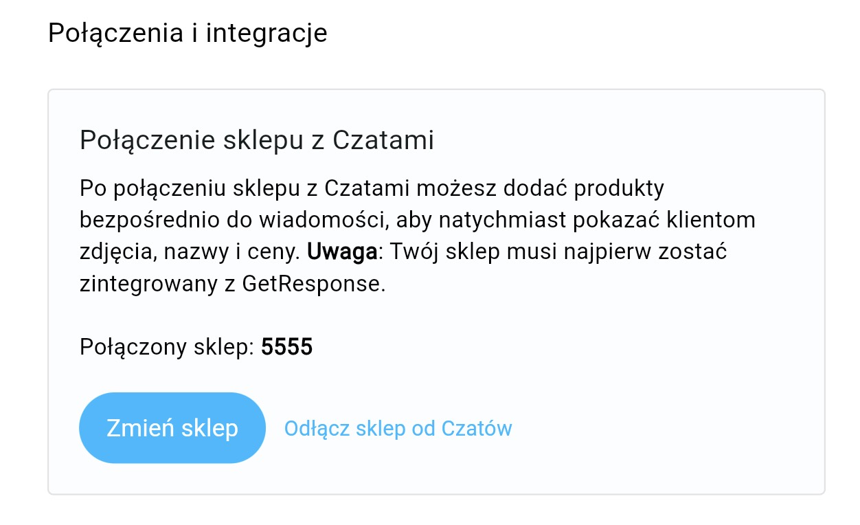 zmiana lub rozłączenie sklepu od czatów