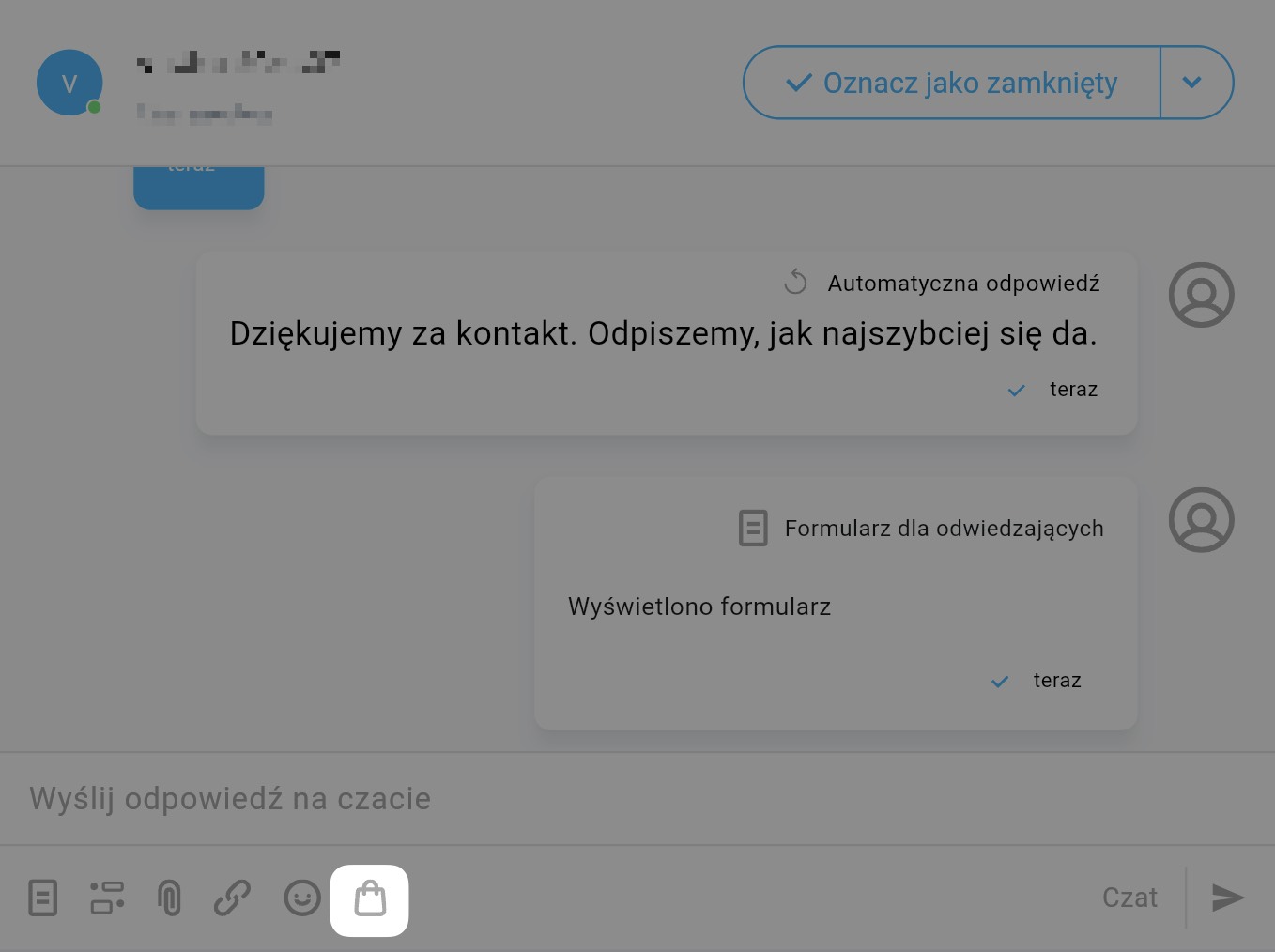 dodawanie produktu do czatu