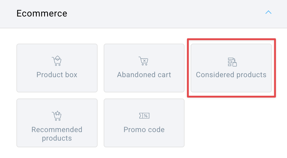 Considered products block in an automation message.