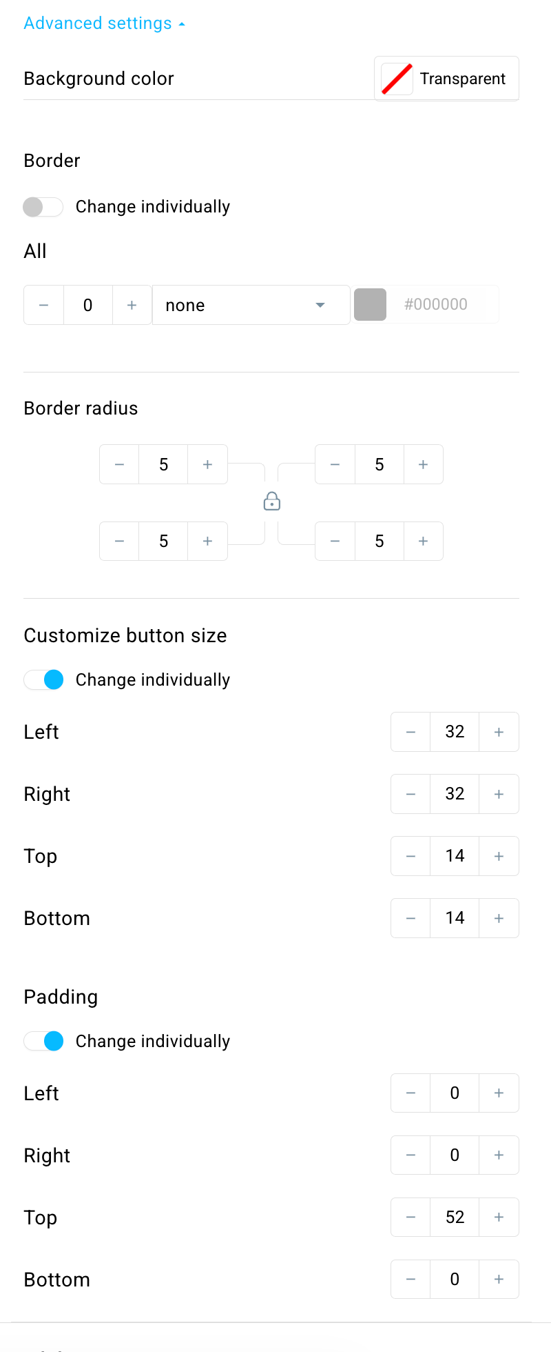 button advanced settings.