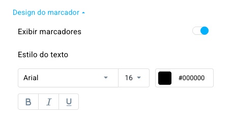 configurações de design de marcadores