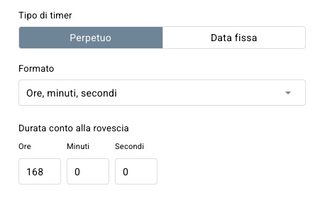 impostazioni del timer permanente
