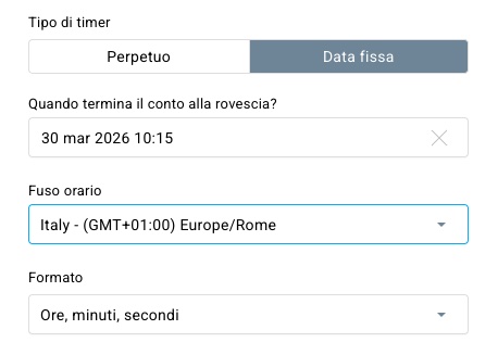 impostazioni del timer con data fissa
