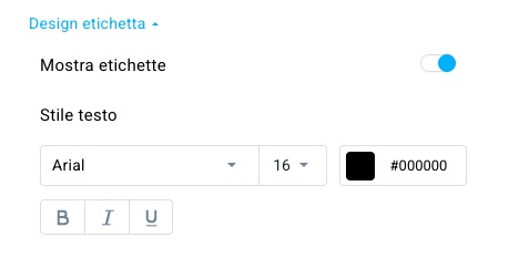 impostazioni di progettazione dell'etichetta
