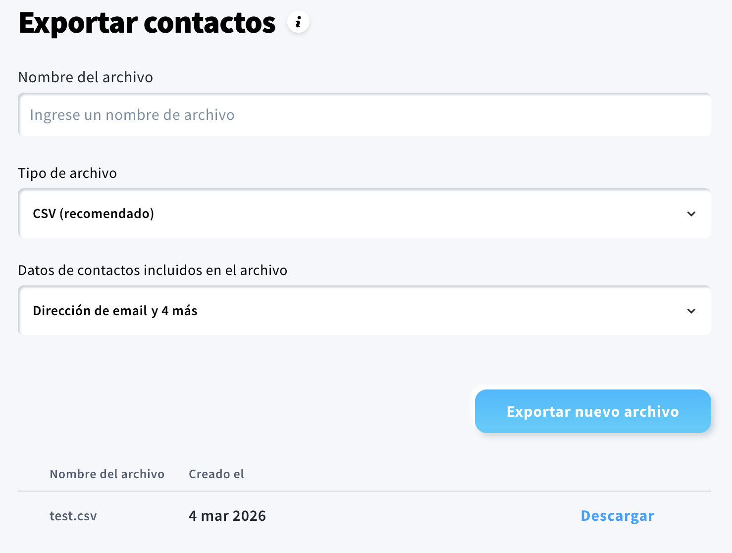 Lista de exportaciones
