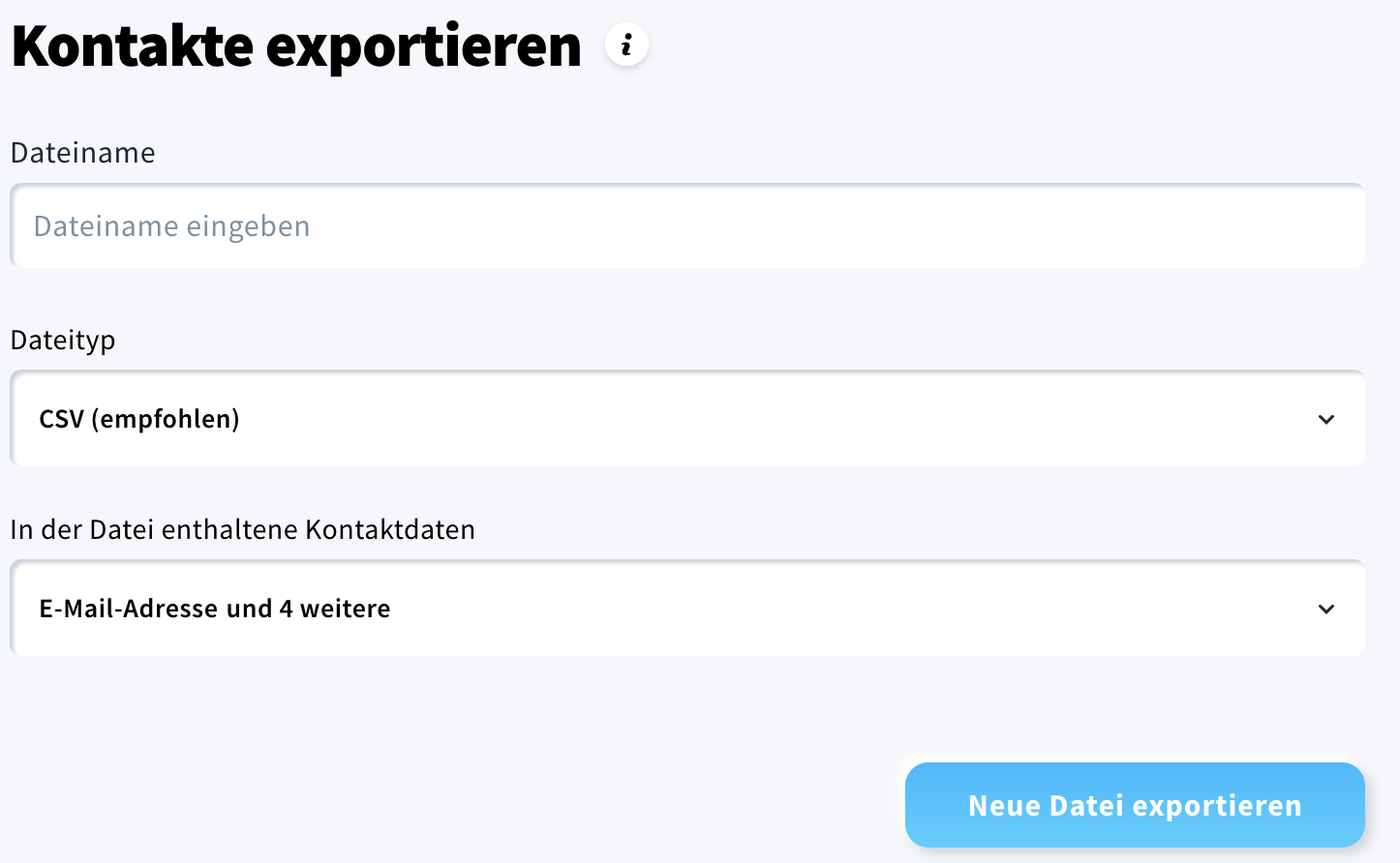 Popup-Fenster, das beim Exportieren einer Kontaktliste angezeigt wird.