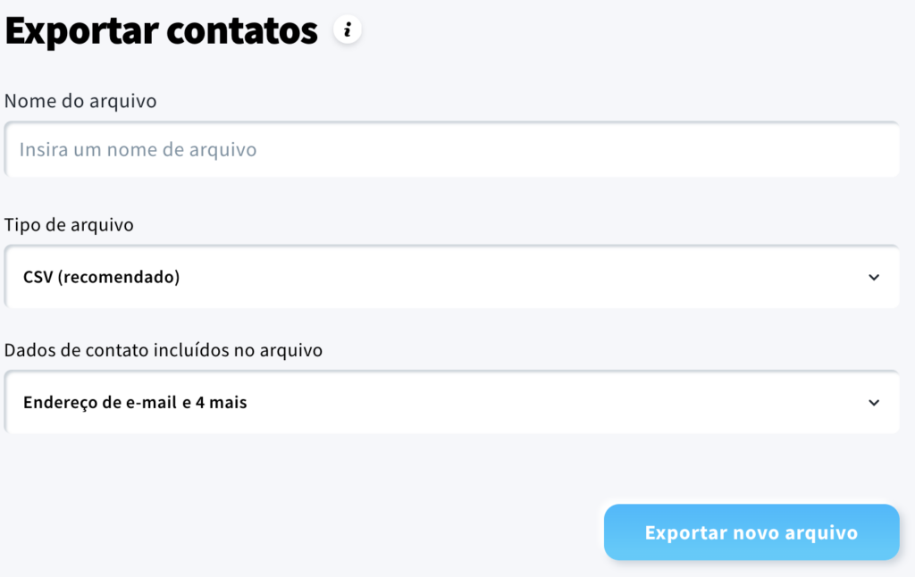 Janela pop-up exibida ao exportar uma lista de contatos.