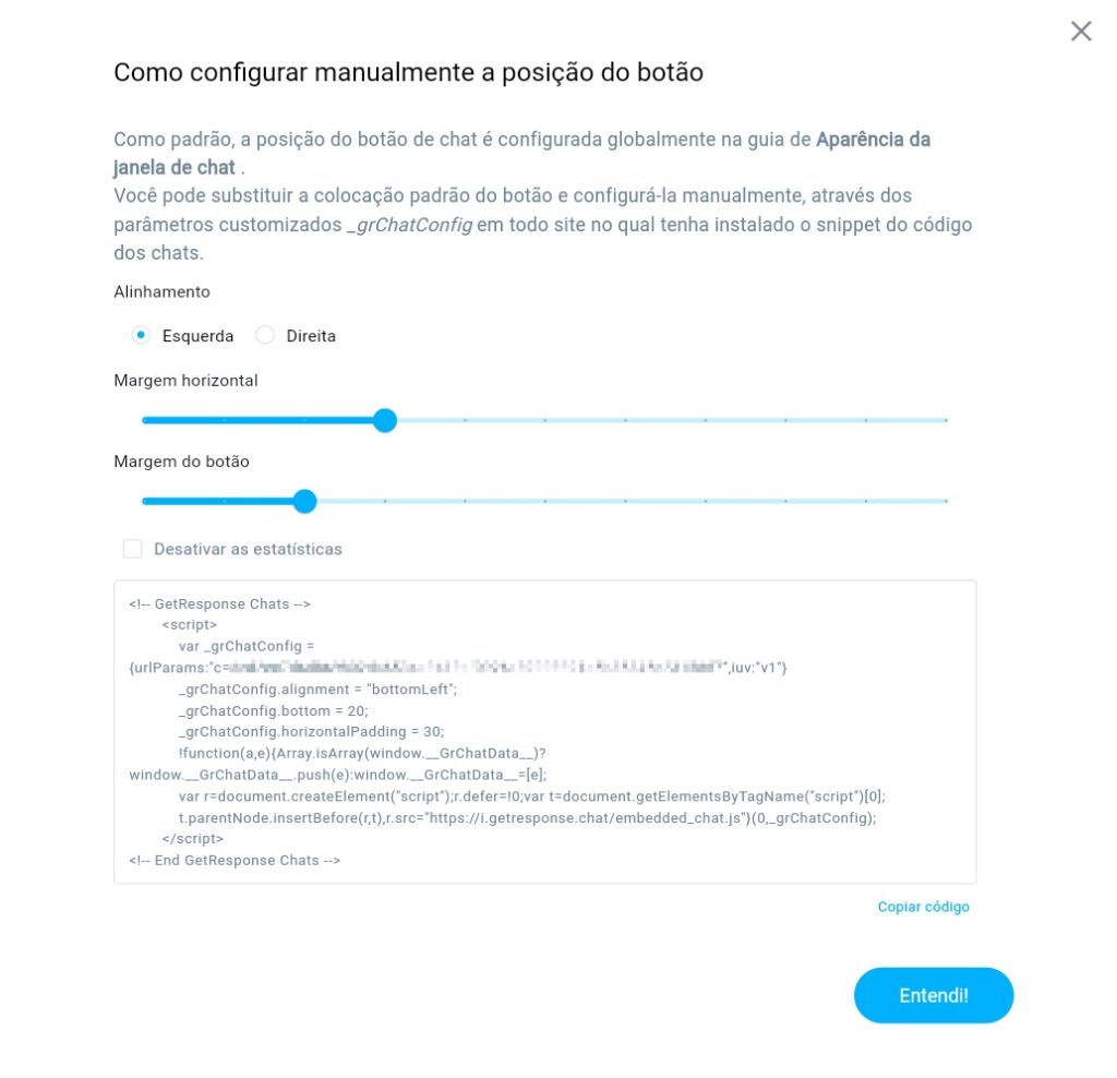 Como definir manualmente a posição do botão na janela apresentada.
