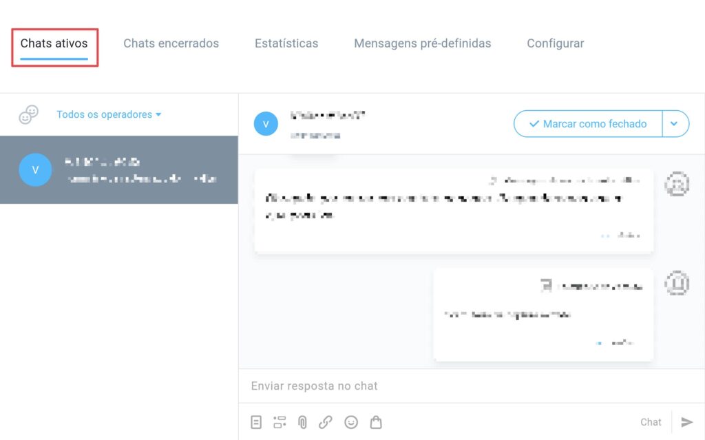 Exibição de chats ativos.
