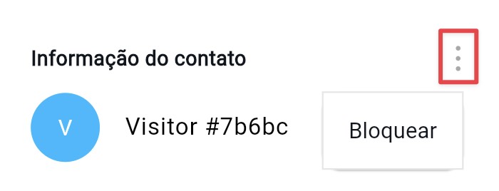 O menu Ações e a opção Bloquear contacto são apresentados.