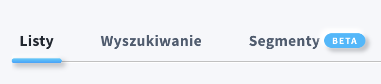 Pasek nawigacyjny GetResponse z zakładką „Segmenty” oznaczoną etykietą BETA.