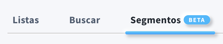 Barra de navegación de GetResponse con la pestaña «Segmentos» marcada con la etiqueta BETA.