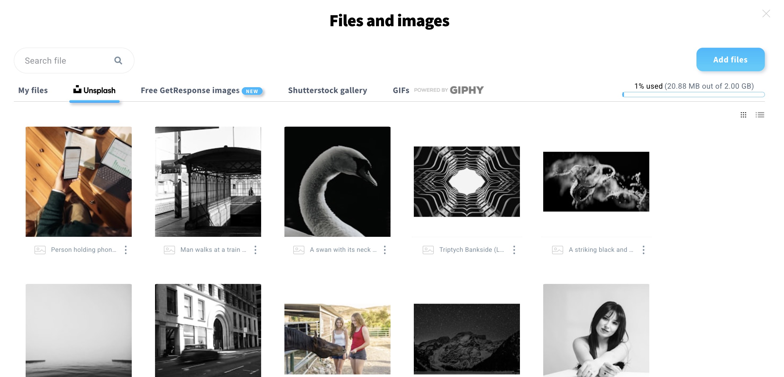 FIles and images view.