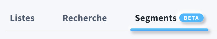 Barre de navigation GetResponse avec l’onglet « Segments » marqué avec le label BETA.