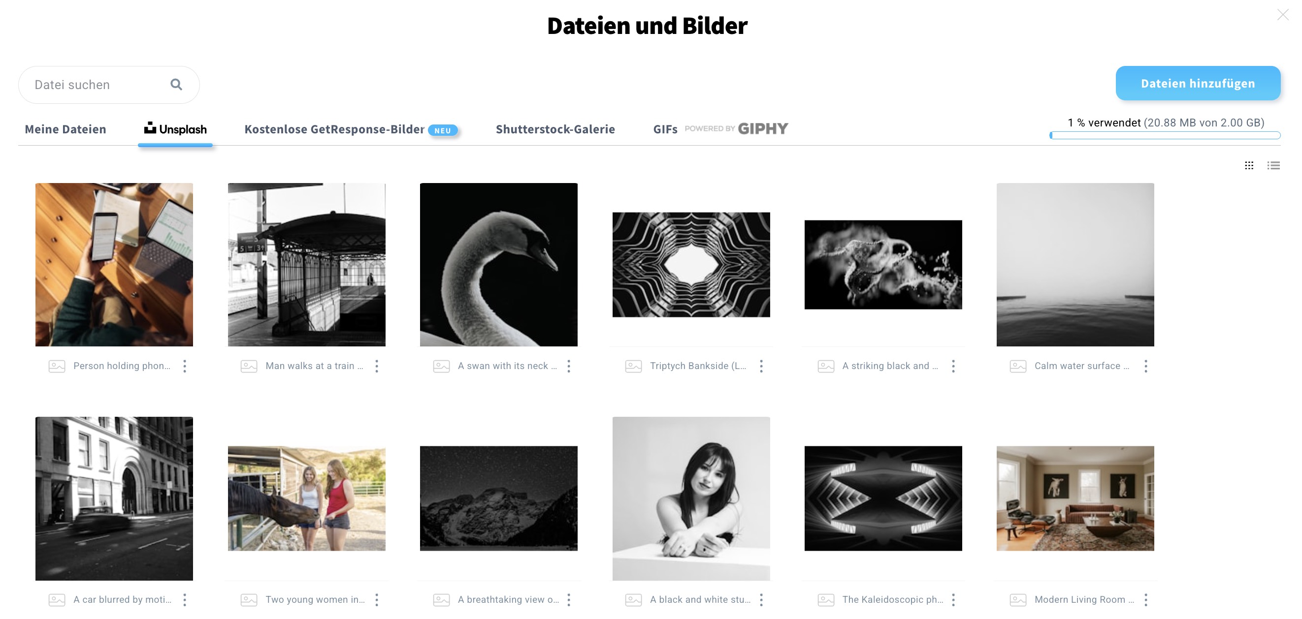 Dateien- und Bilderansicht.