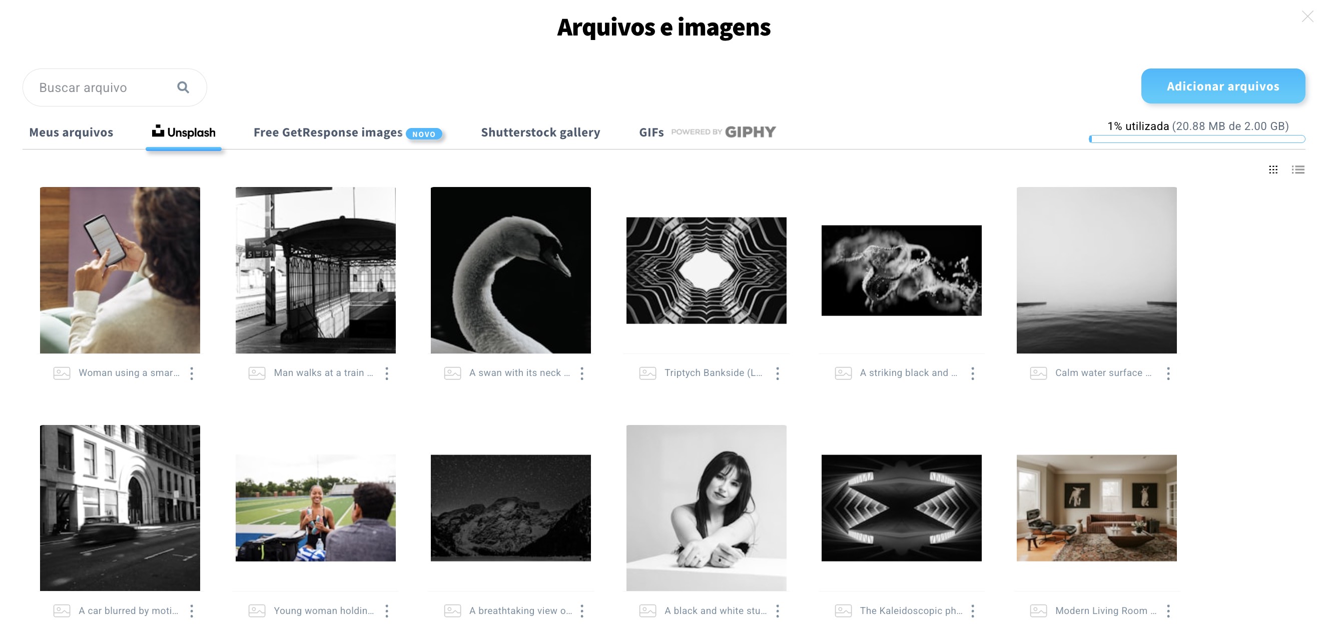 Visualização de arquivos e imagens.