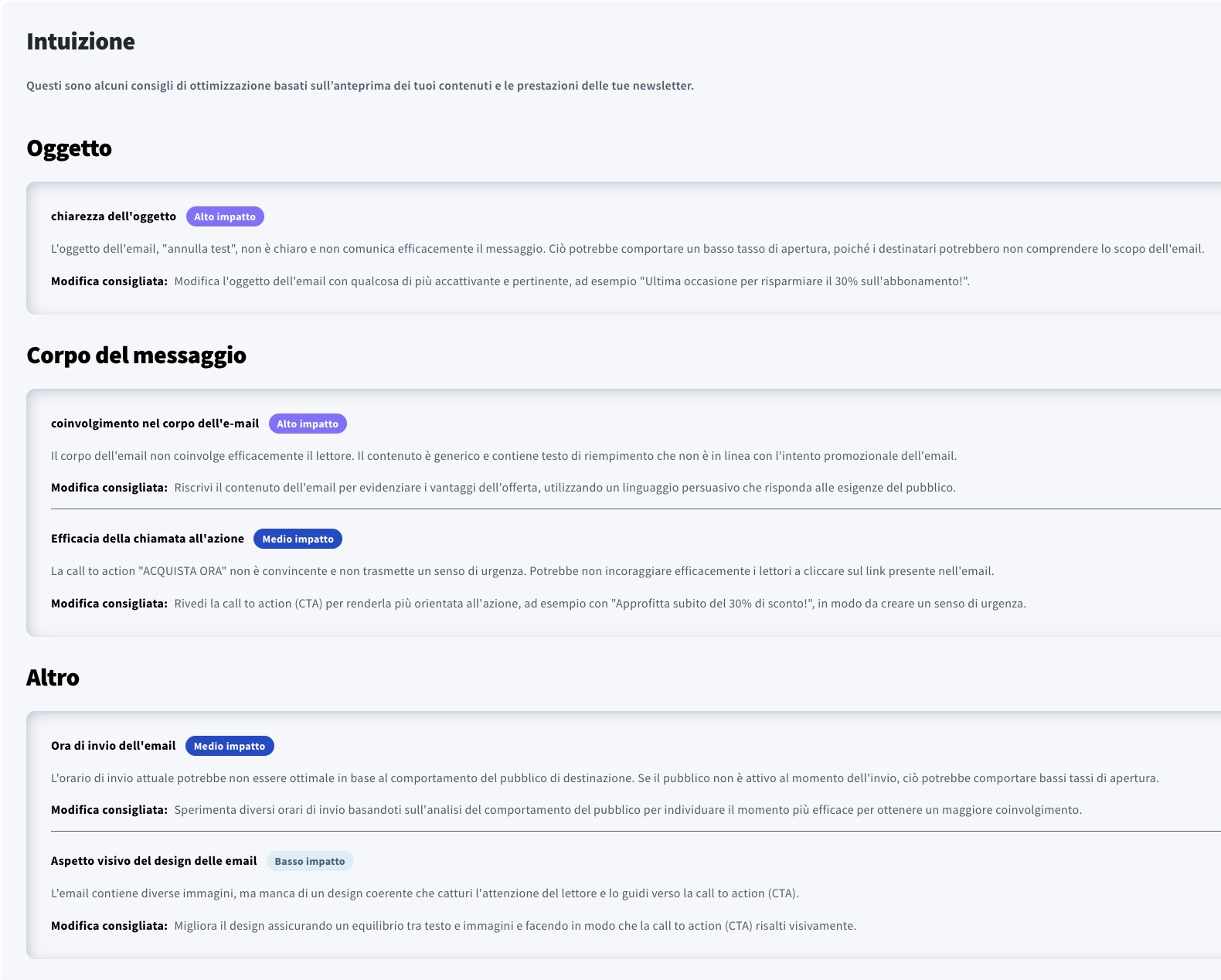 Esempio di analisi basata Insight IA