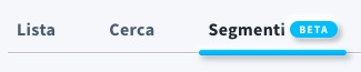 Barra di navigazione di GetResponse con la scheda Segmenti contrassegnata con l’etichetta BETA.