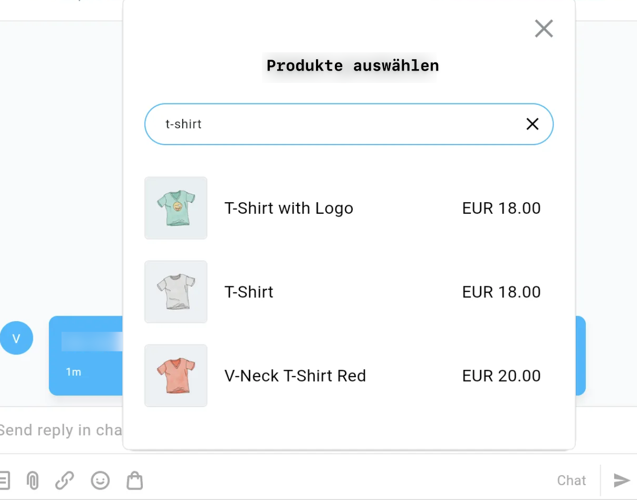 Produkteinstellungen in GetResponse‑Chats