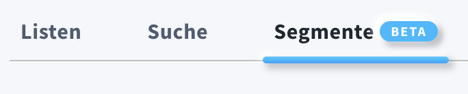 GetResponse‑Navigationsleiste mit der Registerkarte Segmente, markiert mit dem Label BETA