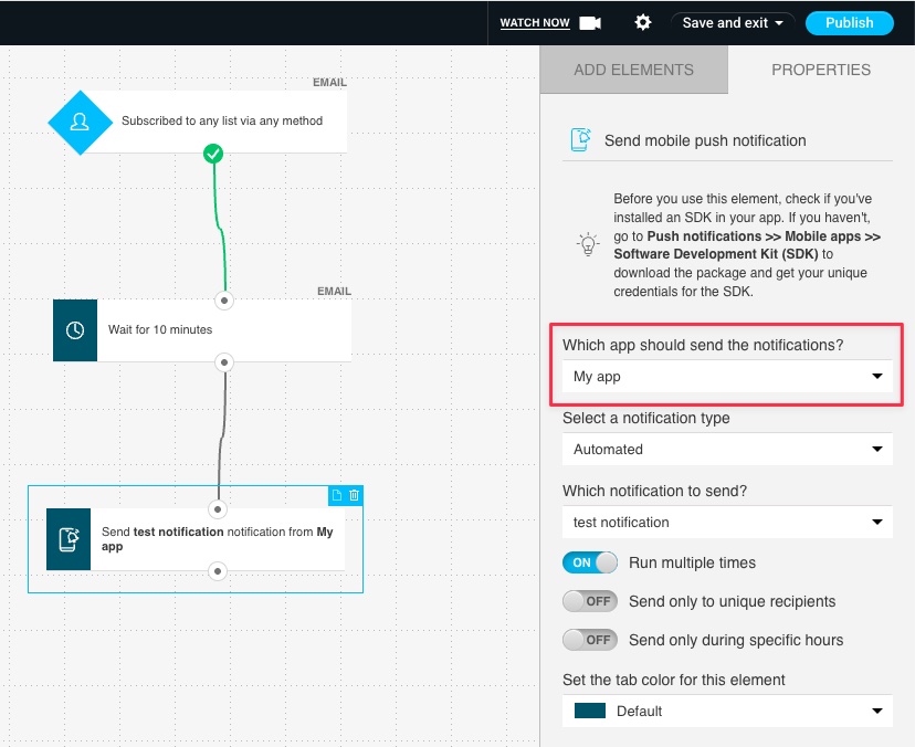 Which app should send the notifications?