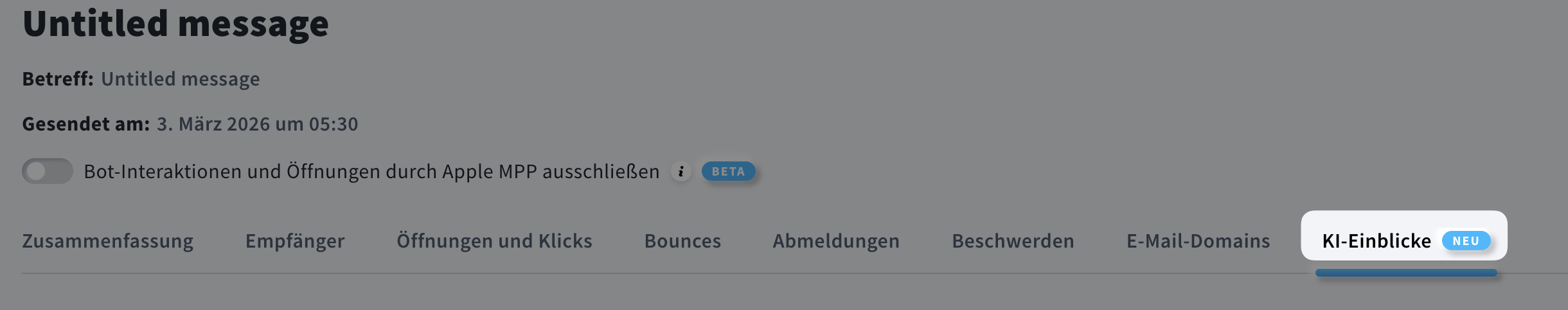 Abschnitt KI‑Einblicke im Statistiken